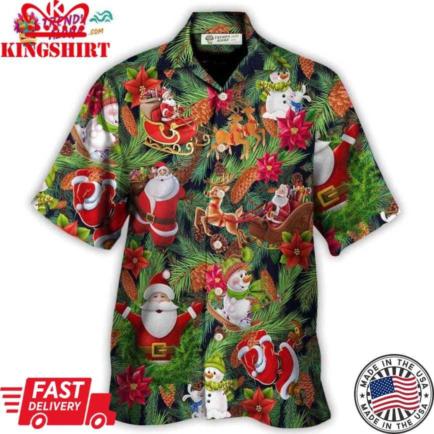 Christmas Santa Snowman Merry Xmas To Everyone Hawaiian Shirt