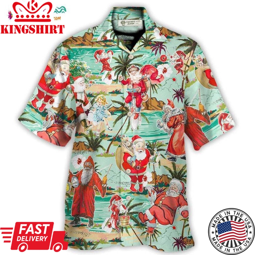 Christmas Santa Vacation Beach Joyful Hawaiian Shirt