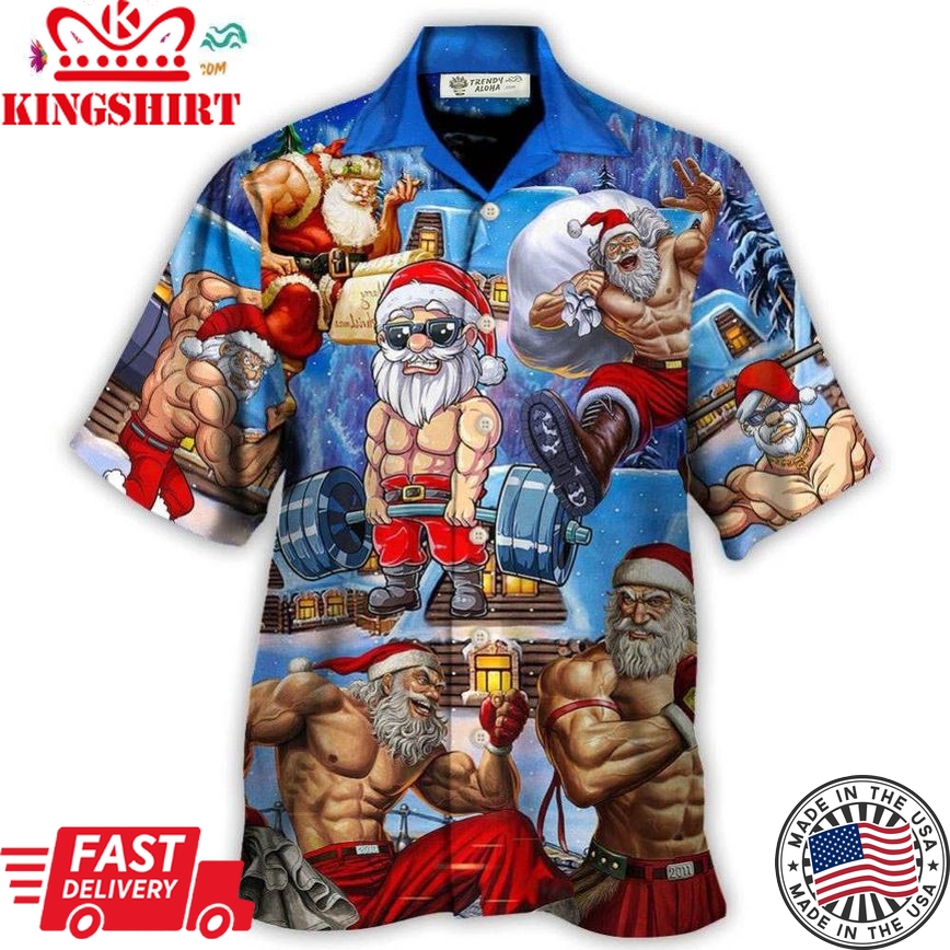 Christmas Santa Weightlifting Christmas Fitness Gym Hawaiian Shirt