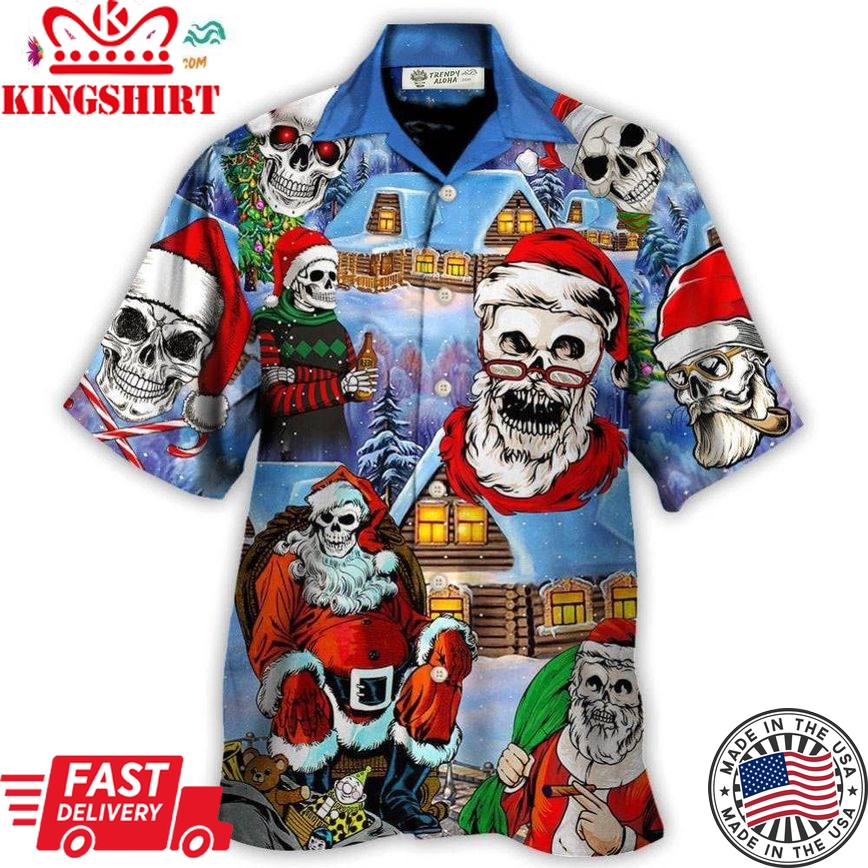 Christmas Skull Santa In The Town Love Xmas Hawaiian Shirt