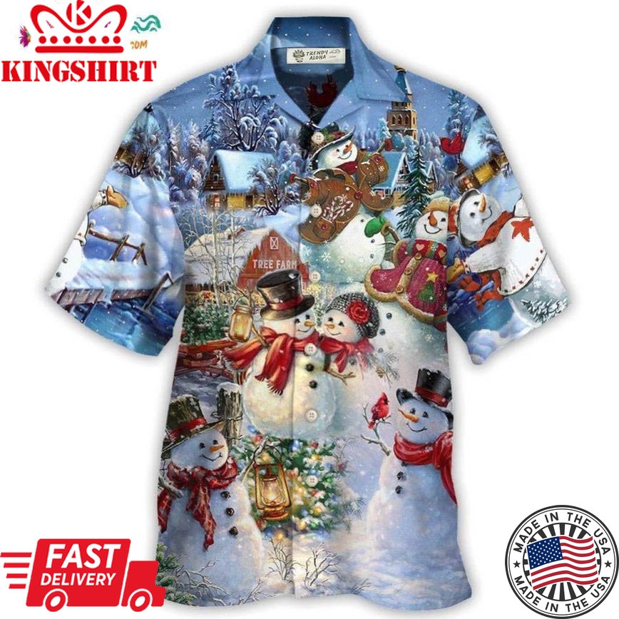 Christmas Snowman Lover Happy Couple Snowman Hawaiian Shirt