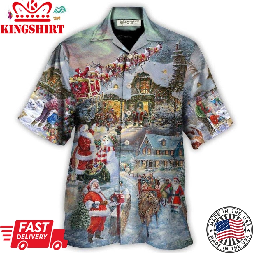 Christmas Wonderful Time Of The Year Santa Claus Coming Hawaiian Shirt