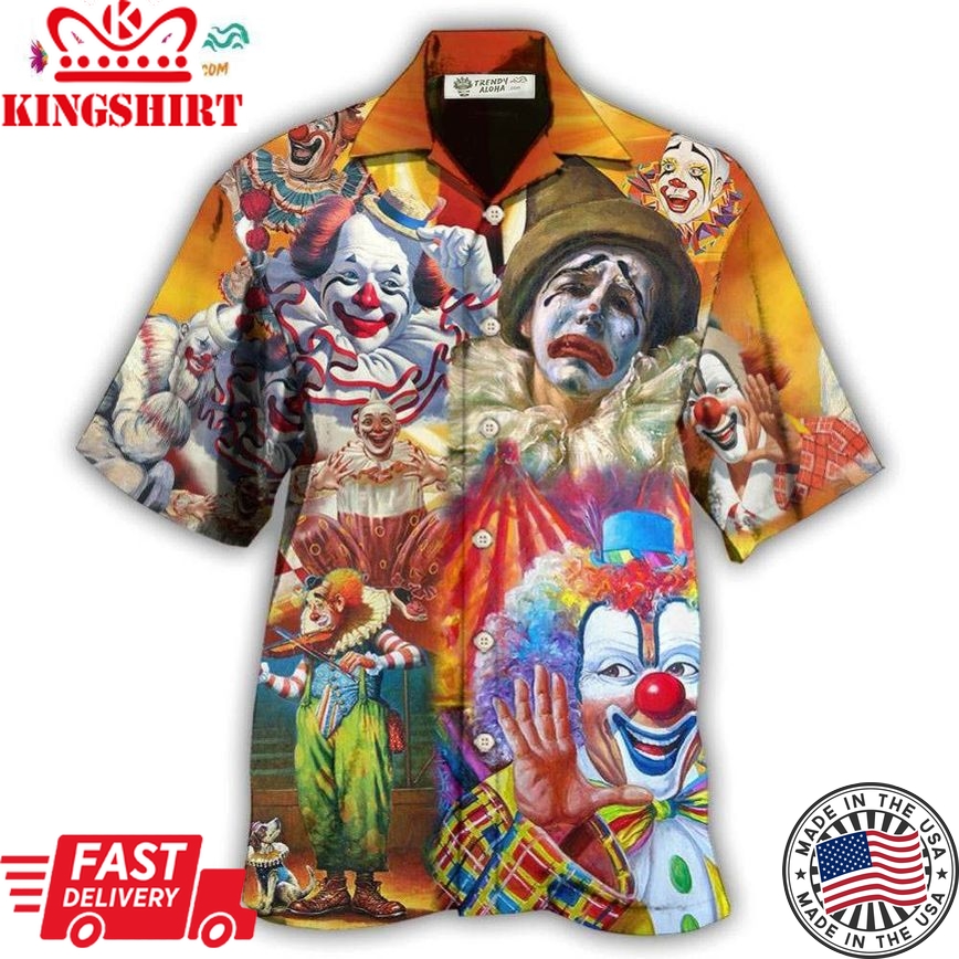 Clown Funny Happy In Crown Hawaiian Shirt