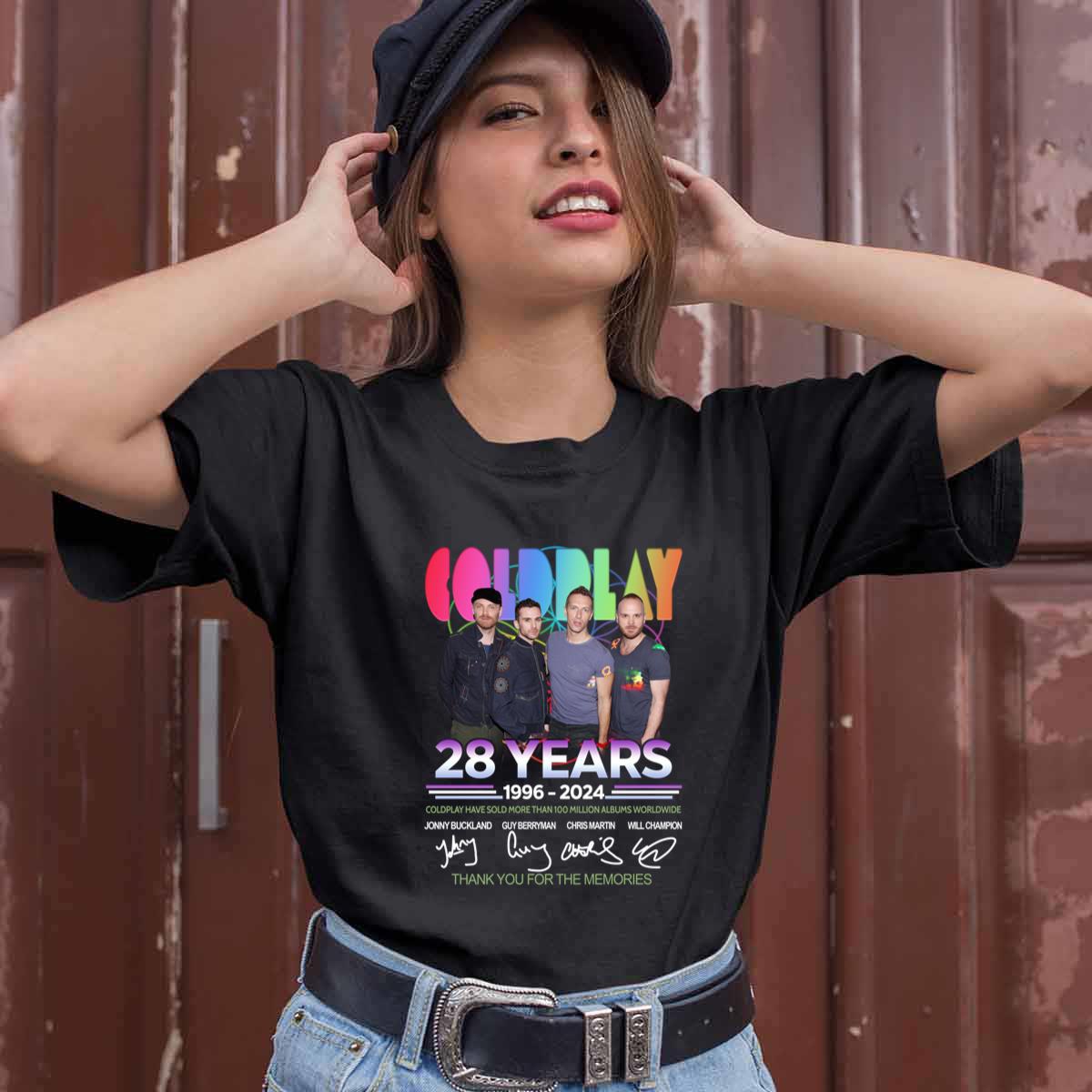 Coldplay 28 Years 1996 2024 Thank You For The Memories Signatures T Shirt