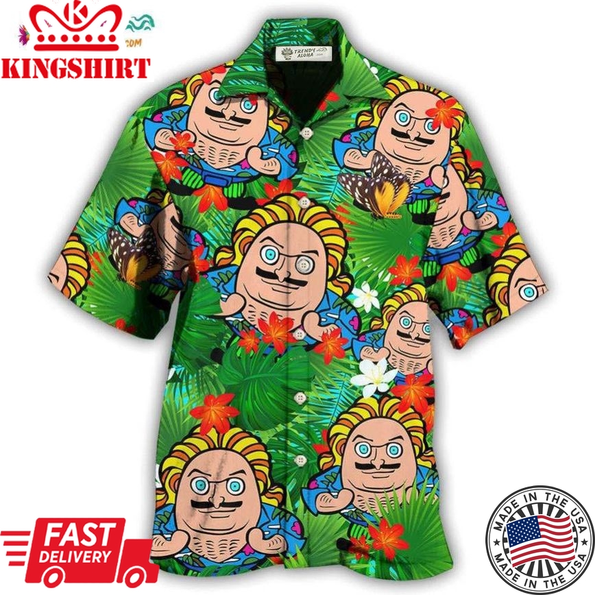 Comics-Figure And Blooming Tropical Flowers Hawaiian Shirt