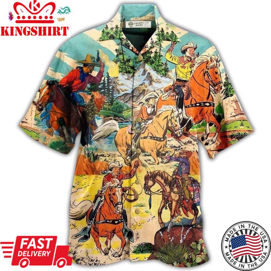 Cowboy Real Men Ride Horses Cool Hawaiian Shirt