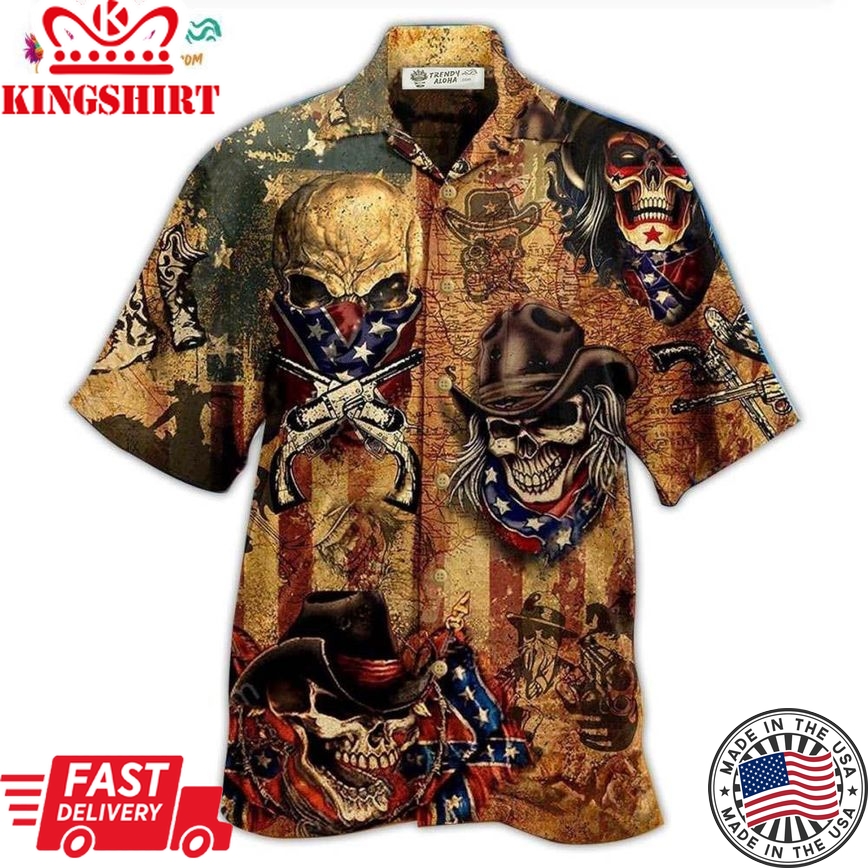 Cowboy Skull America Vintage Style Hawaiian Shirt