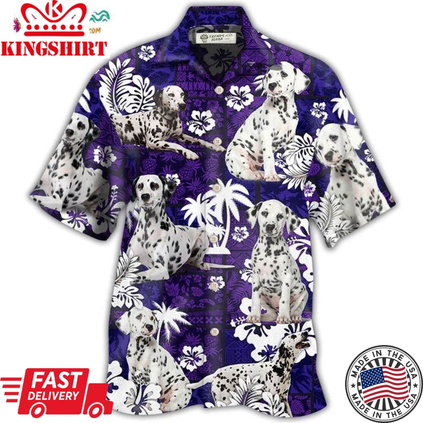 Dalmatian Dog Lover Tropical Life Purple Hawaiian Shirt