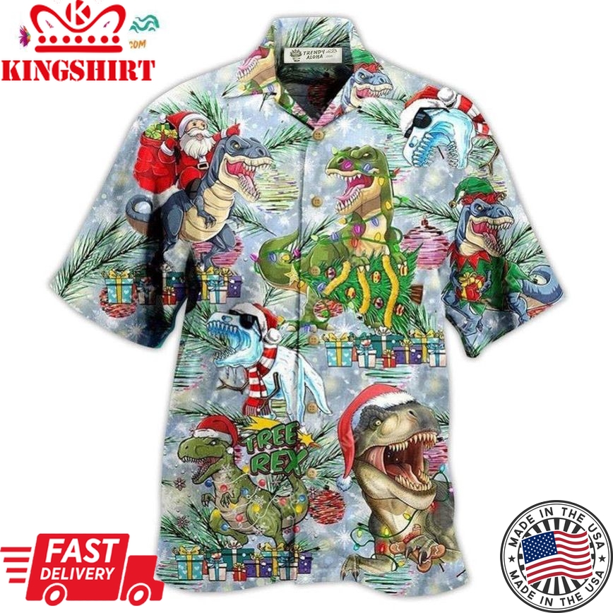 Dinosaur And Merry Christmas Hawaiian Shirt