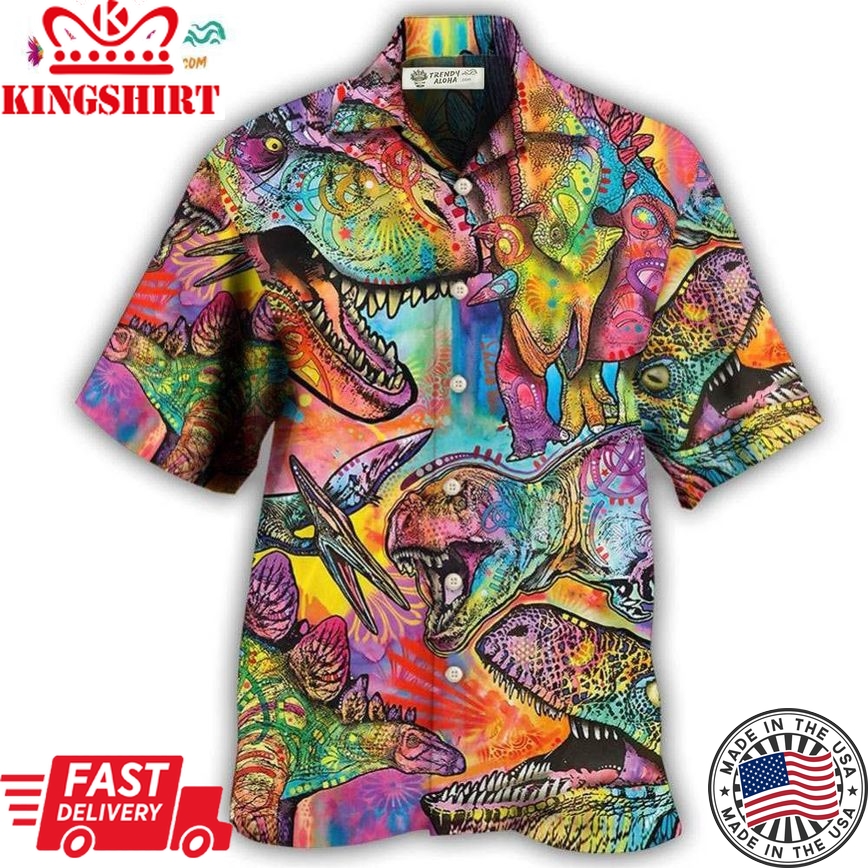 Dinosaur Colorful Art Style Hawaiian Shirt