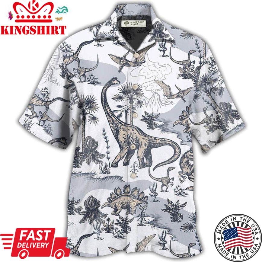 Dinosaur Jurassic Dinosaur Art Style Hawaiian Shirt