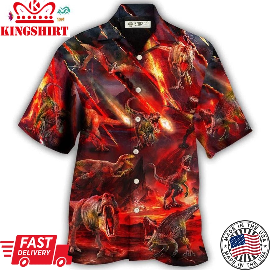 Dinosaur Meteorite Rain Cool Style Hawaiian Shirt