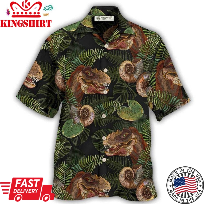 Dinosaur Tropical Leaves Cool Style Hawaiian Shirt