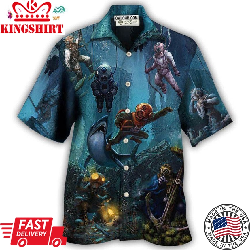 Diving Under The Blue Sea Art Style Hawaiian Shirt