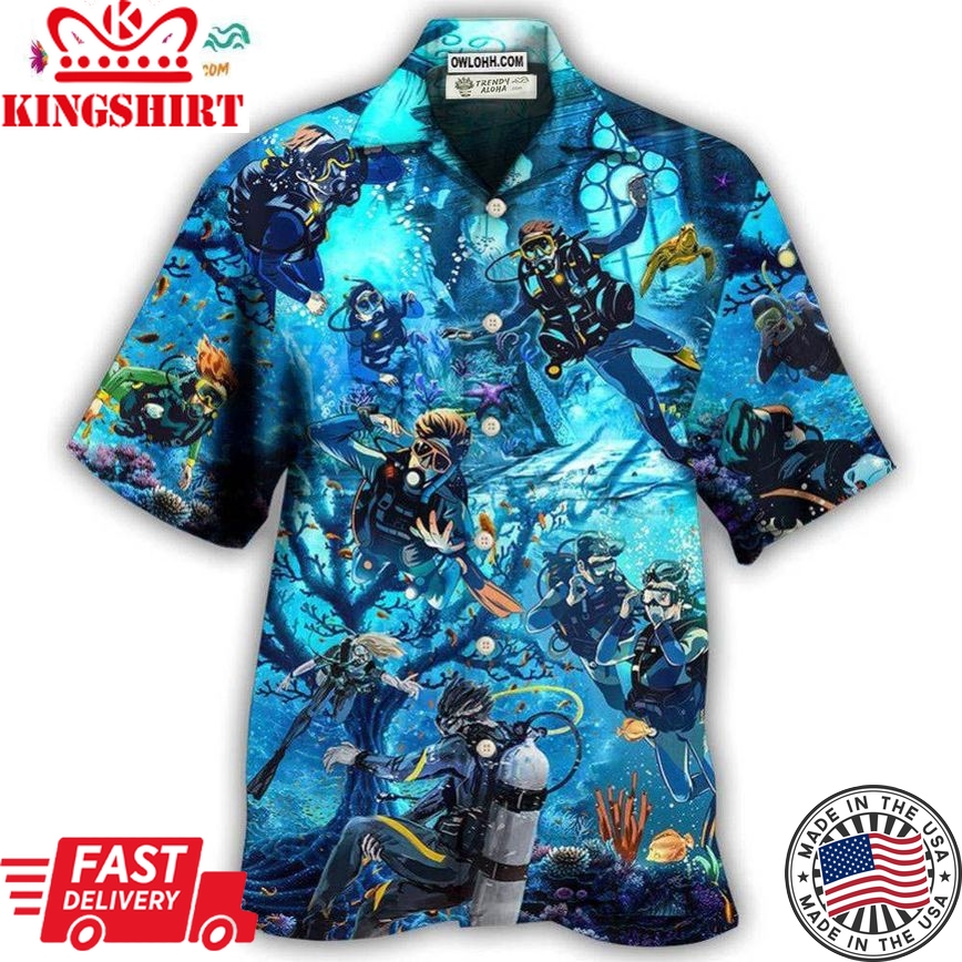 Diving Under The Sea Art Style Hawaiian Shirt