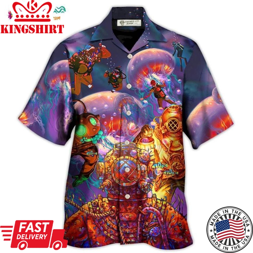 Diving With Big Jellyfishes In Fantasy Under Sea Hawaiian Shirt