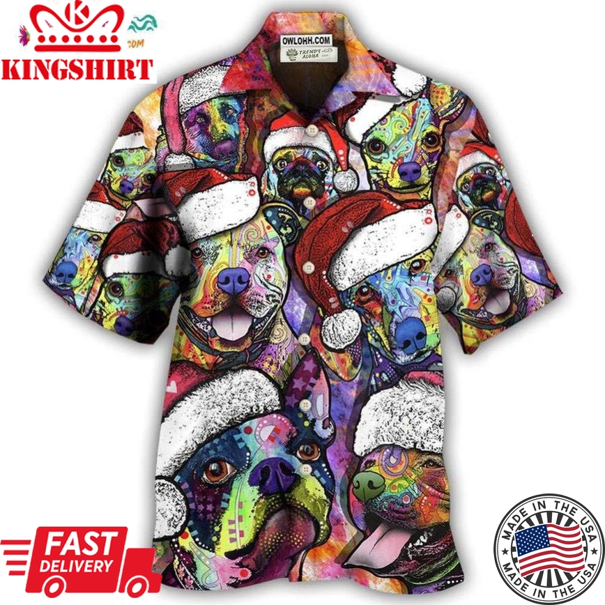 Dog Christmas Colorful Art Style Hawaiian Shirt