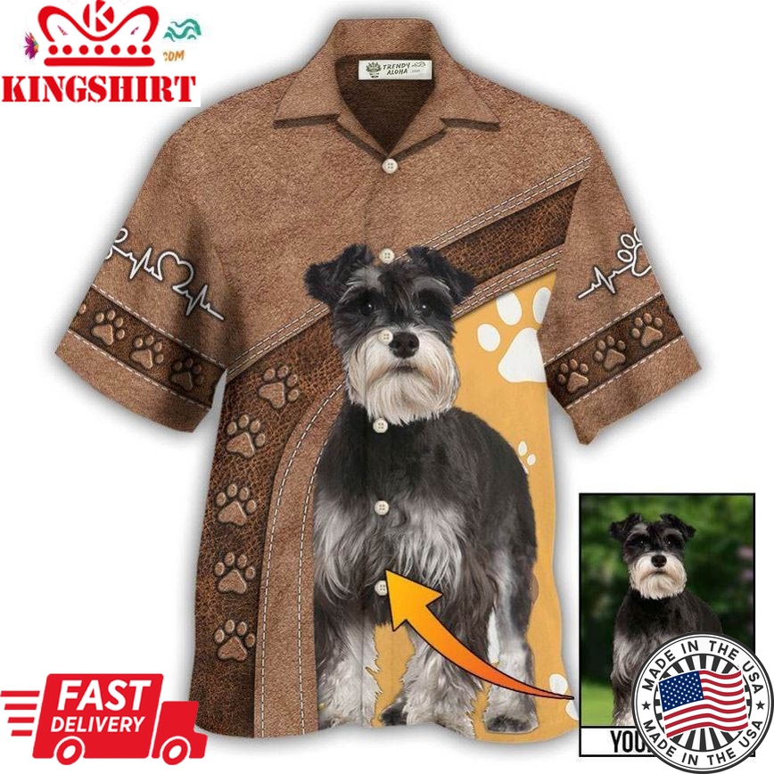 Dog Paw Brown Style Classic Custom Photo Personalized Hawaiian Shirt