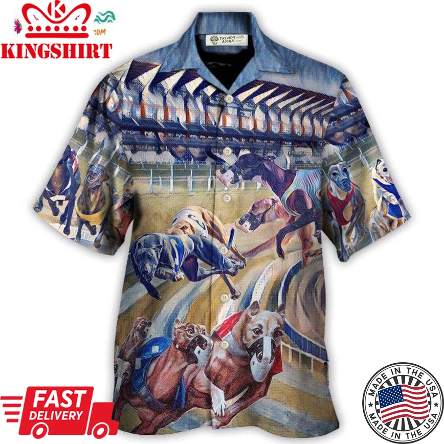 Dog Racing Art Print We Love Dog Racing Greyhound Hawaiian Shirt