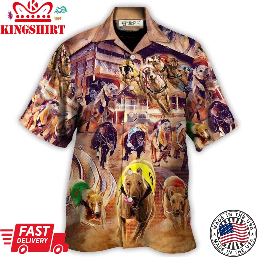 Dog Racing Painting We Love Dog Racing Greyhound Hawaiian Shirt