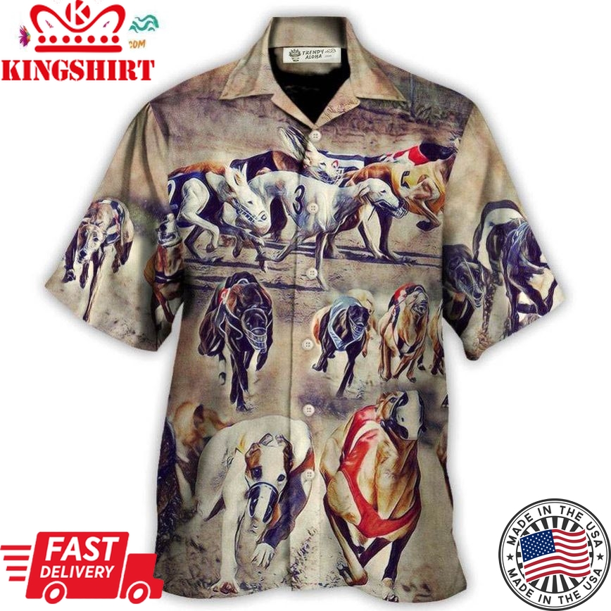 Dog Racing We Love Dog Racing Greyhound Vintage Hawaiian Shirt