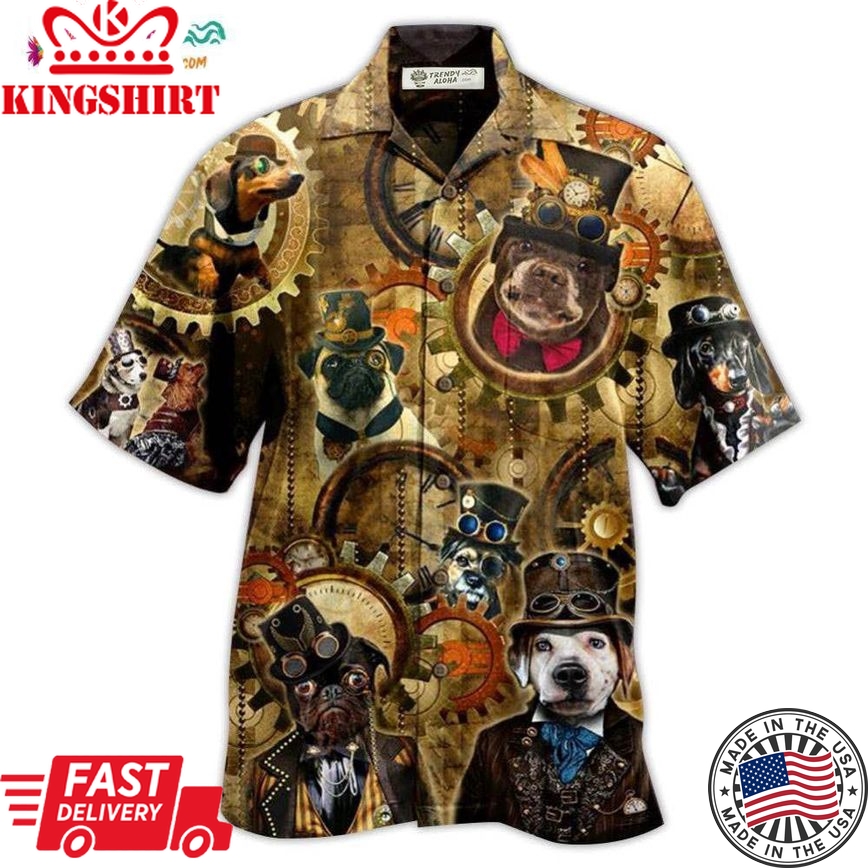 Dogs Machine Vintage Cool Hawaiian Shirt