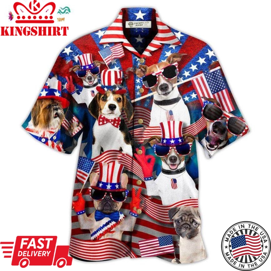 Dogs Patriotic America Hawaiian Shirt