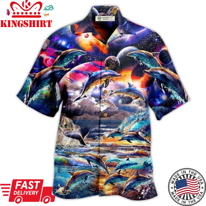 Dolphin Into The Mysterious Galaxy Hawaiian Shirt