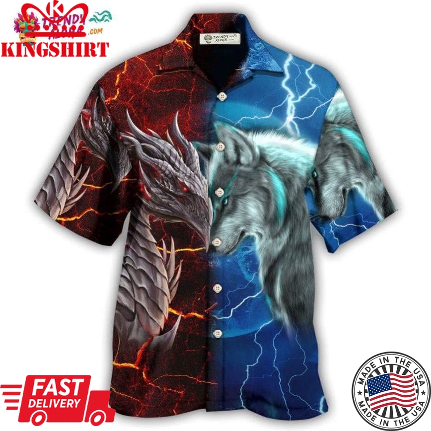 Dragon And Wolf Let'S Fight Hawaiian Shirt