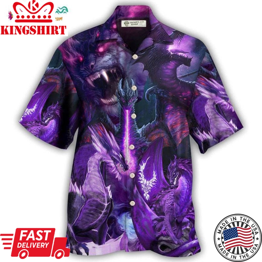 Dragon Dark Purple Lightning Art Style Hawaiian Shirt