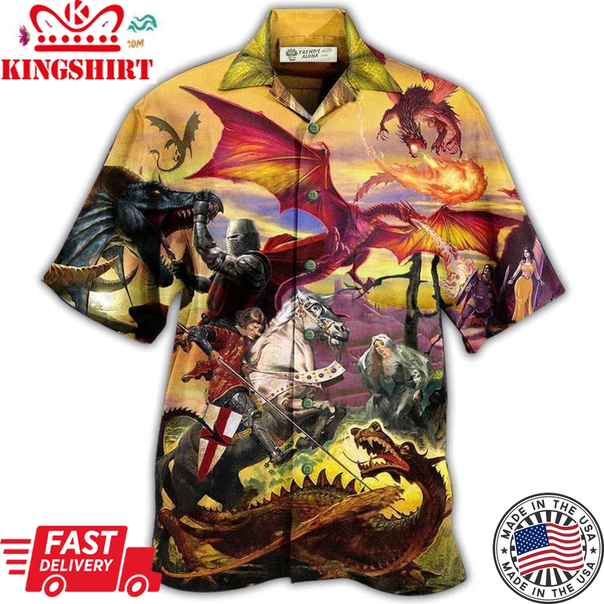 Dragon Fighting The Knights Hawaiian Shirt