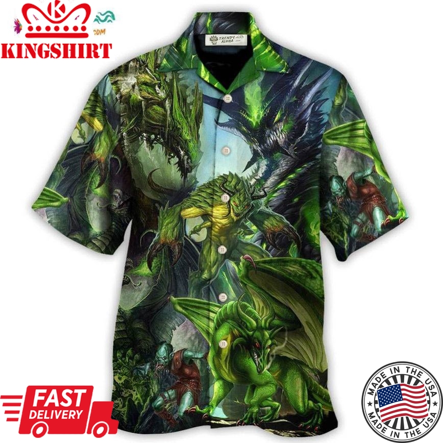 Dragon Green Skull Lover Art Style Hawaiian Shirt