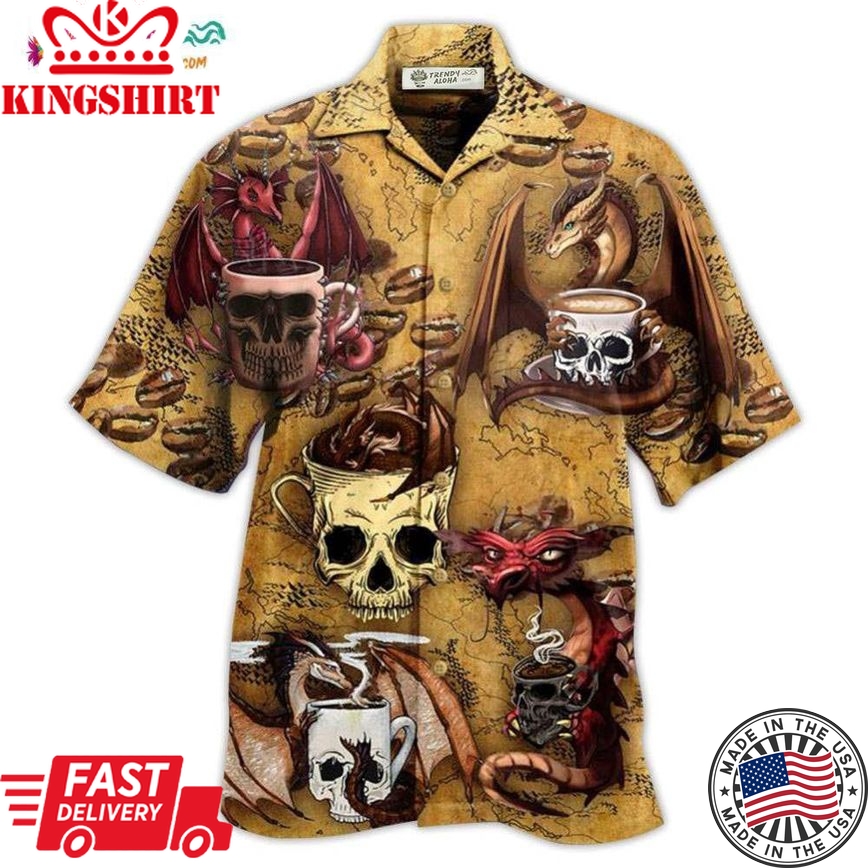 Dragon Love Coffee And Skull Hawaiian Shirt