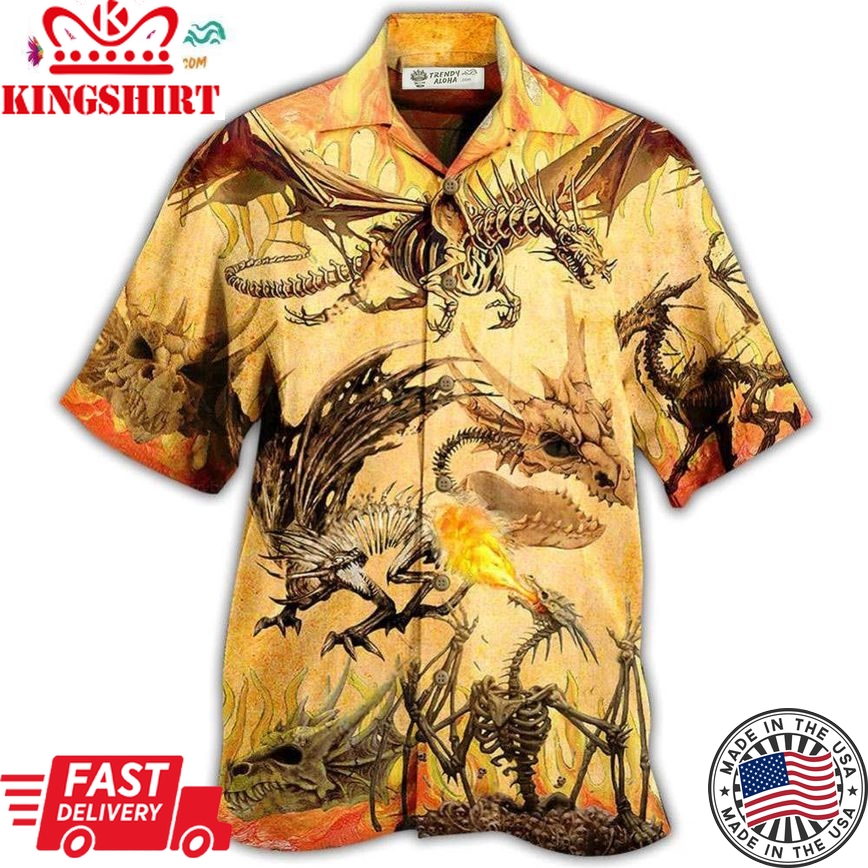 Dragon Skull Fighting On Desert Hawaiian Shirt