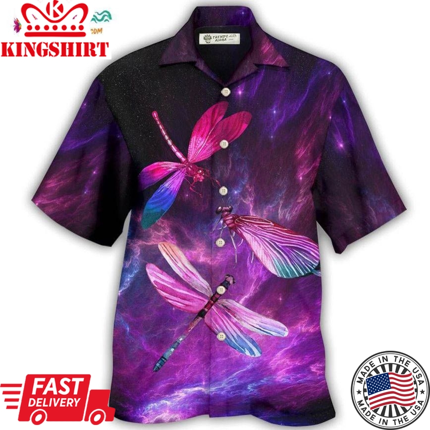 Dragonfly Purple Love Sky Hawaiian Shirt