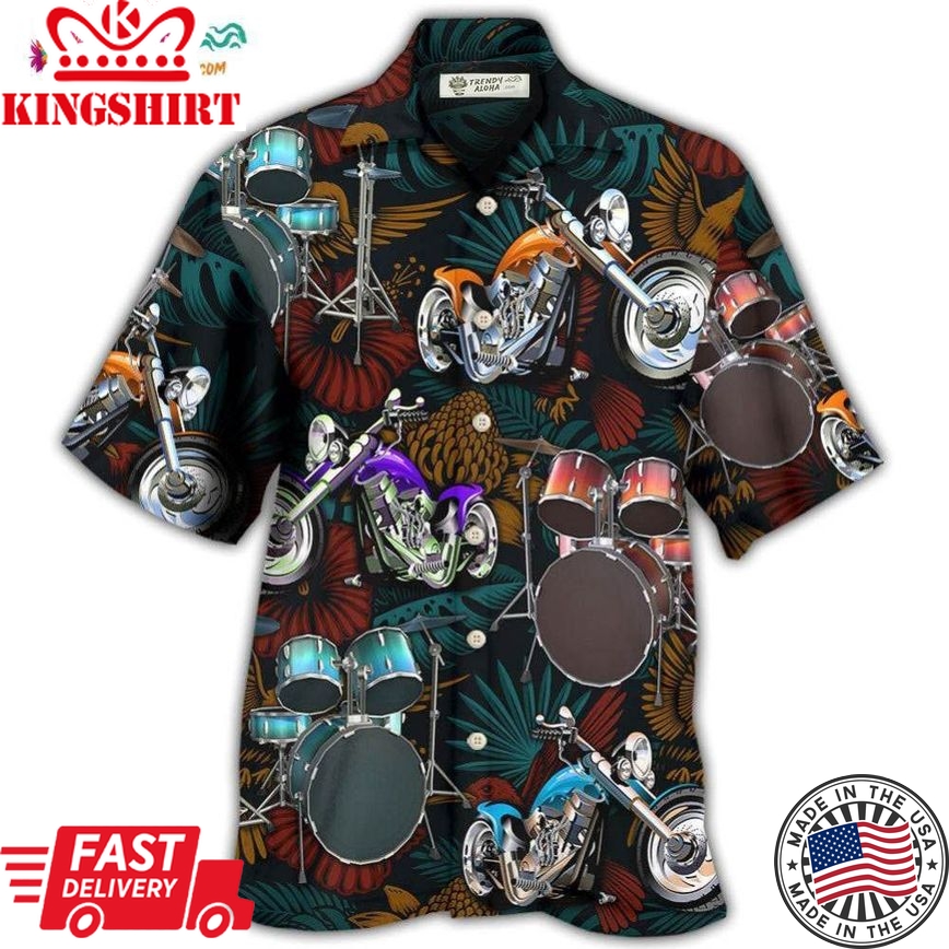 Drum I Like Drums And Motorcycles Hawaiian Shirt