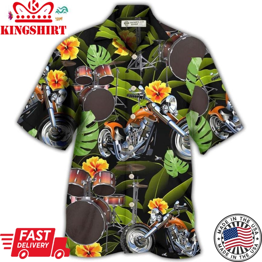 Drum Motorcycles I Like Motorcycles And Drums Hawaiian Shirt