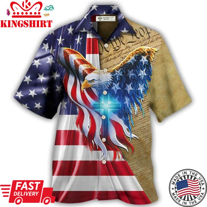 Eagle Cross One Nation Under God Hawaiian Shirt