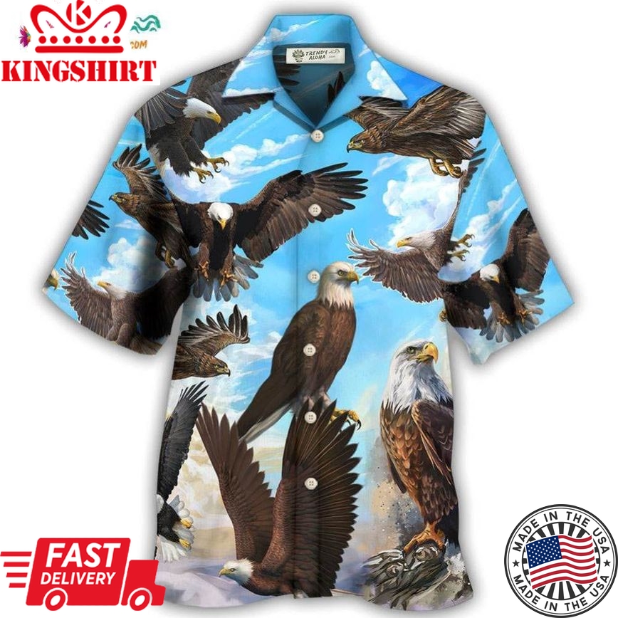 Eagle Flying In The Blue Sky Hawaiian Shirt