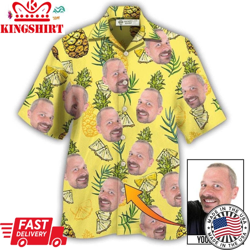 Face Aloha Pineapple Custom Photo Hawaiian Shirt