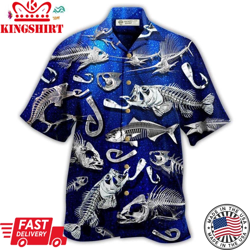 Fishing Fishbone Blue Style Hawaiian Shirt