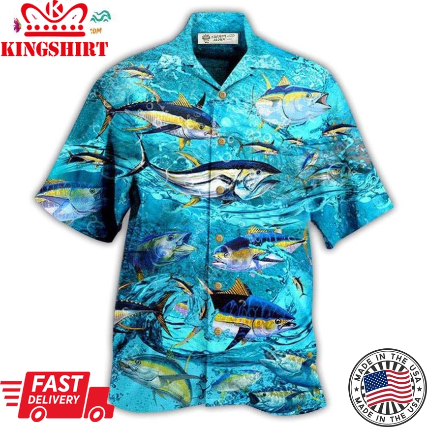 Fishing Tuna Fish In The Blue Sea Hawaiian Shirt