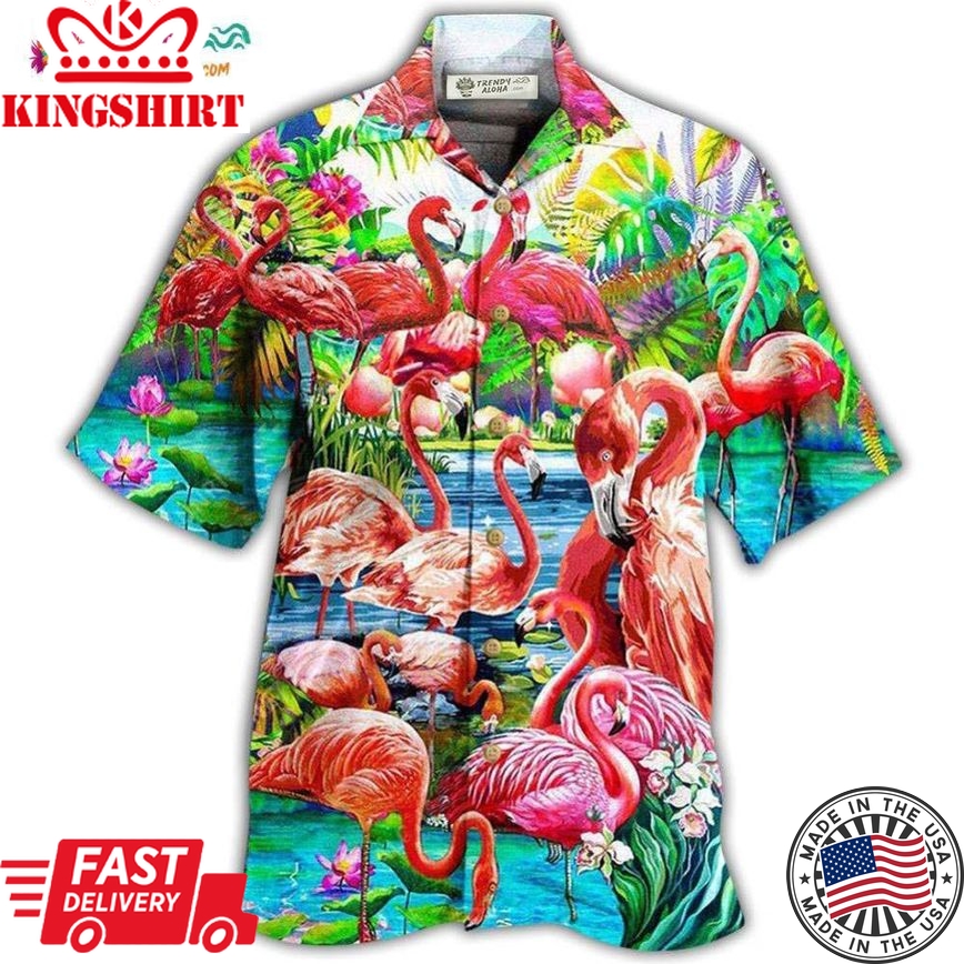 Flamingo Green Slow Down Enjoy The Moment Hawaiian Shirt