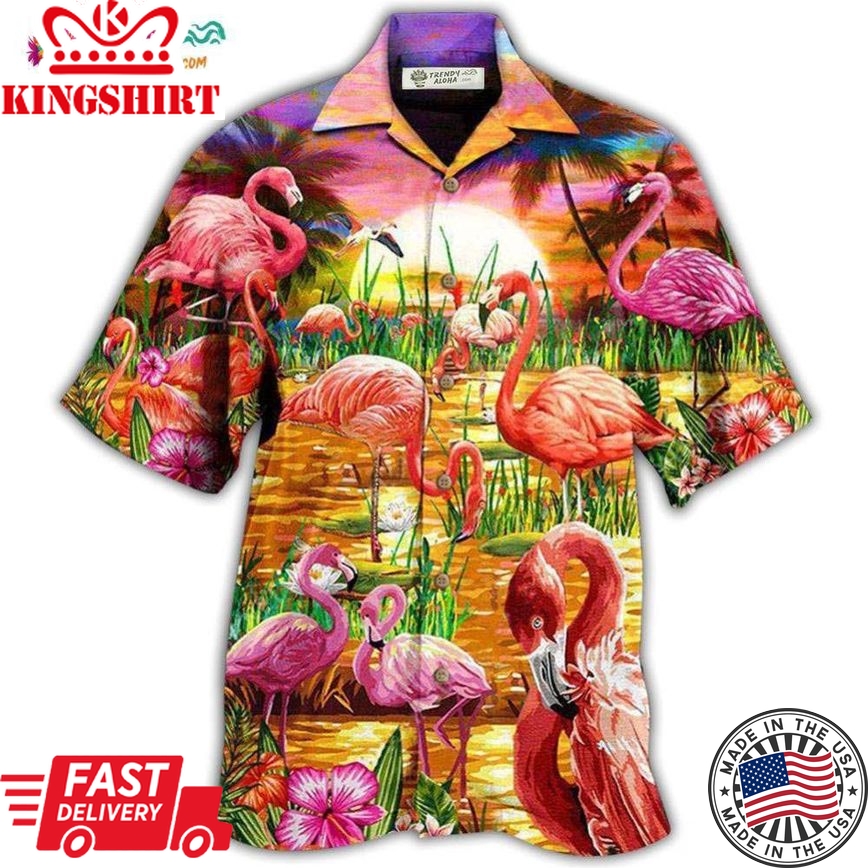 Flamingo Romantic Sunset With Flamingo Hawaiian Shirt