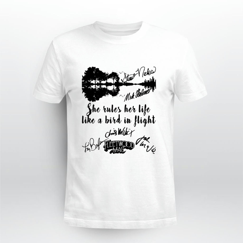 Fleetwood Mac Guitar She Rules Her Life Like A Birth In Flight Signatures T Shirt