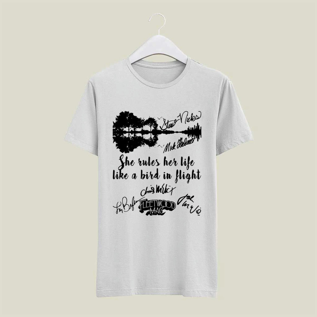 Fleetwood Mac Guitar She Rules Her Life Like A Birth In Flight Signatures T Shirt