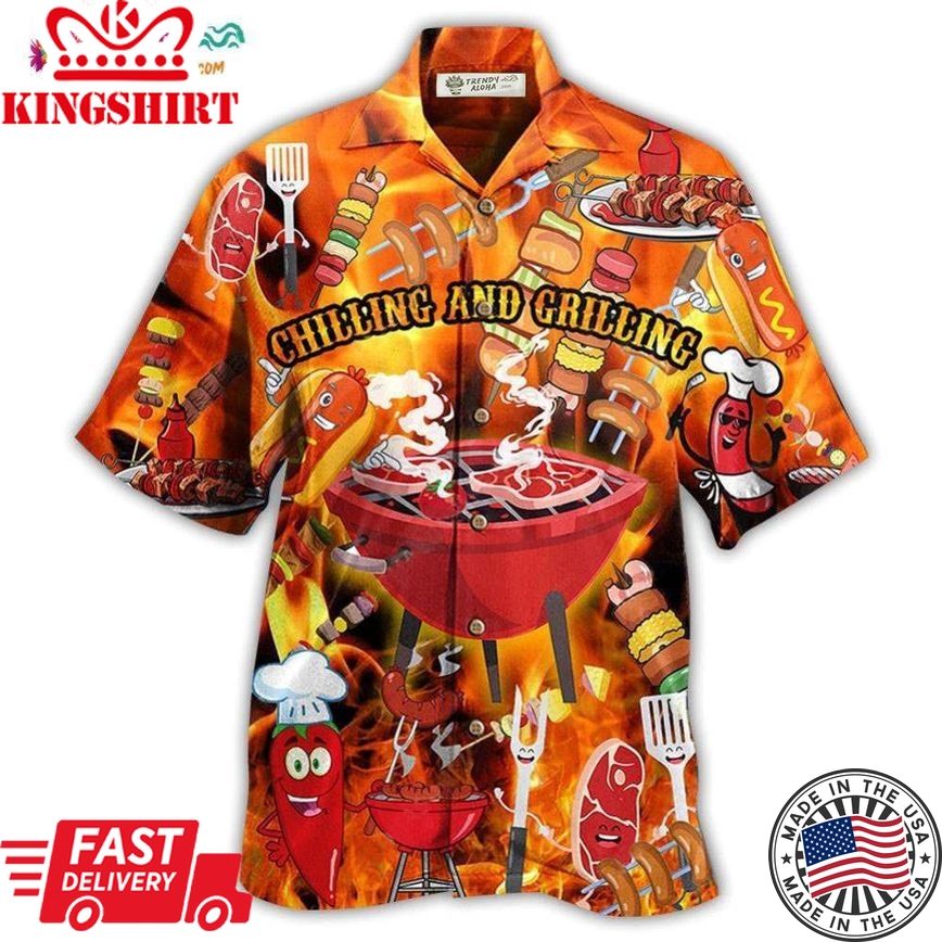 Food Hot Chilling And Grilling Bbq Party Hawaiian Shirt