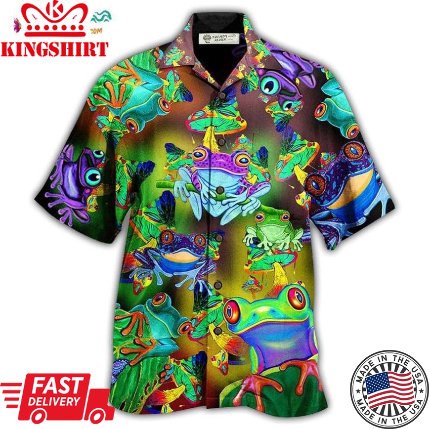 Frog And Mushrooms Love Life Funny Hawaiian Shirt