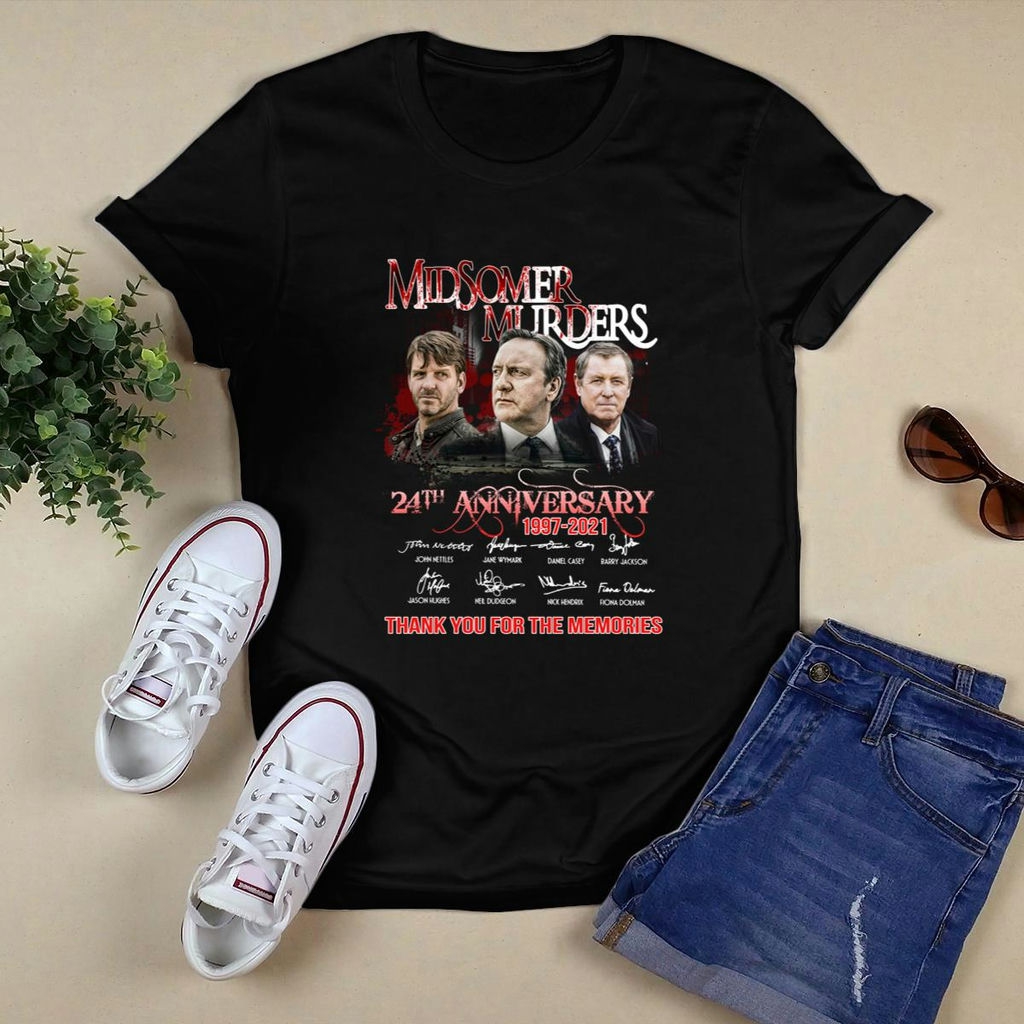 Funny Midsomer Murders 24th Anniversary Thank You For The Memories Signatures Shirt