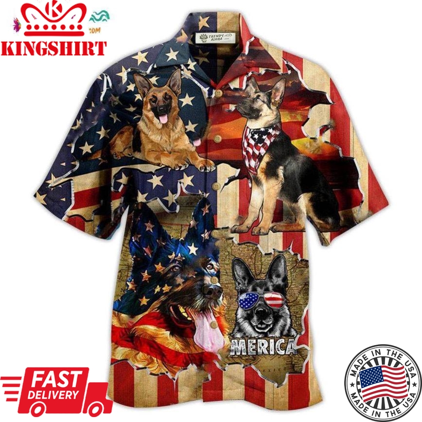 German Shepherd Dog America Protected By German Shepherd Hawaiian Shirt